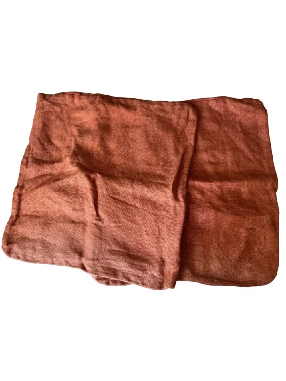 Set Pottery Barn Rust Orange 100% Linen Buttoned Throw Pillow Covers 18